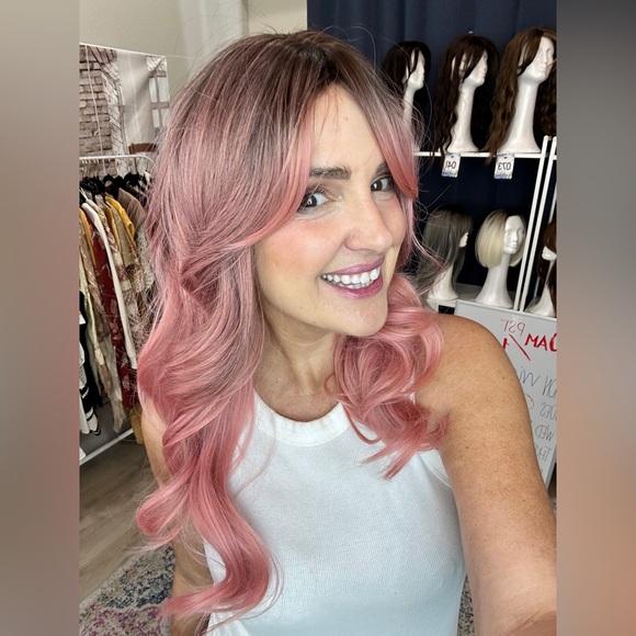 Pink Wavy Hair Wig - Picture 2 of 6